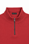 IVAR Red Ribbed Quarter Zipper – red ribbed quarter zip pullover, view 3