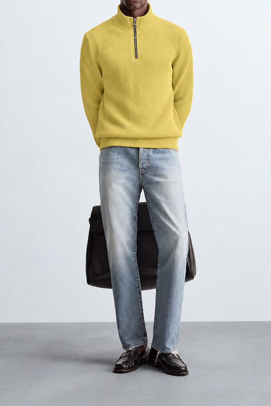 IVAR Yellow Ribbed Quarter Zipper
