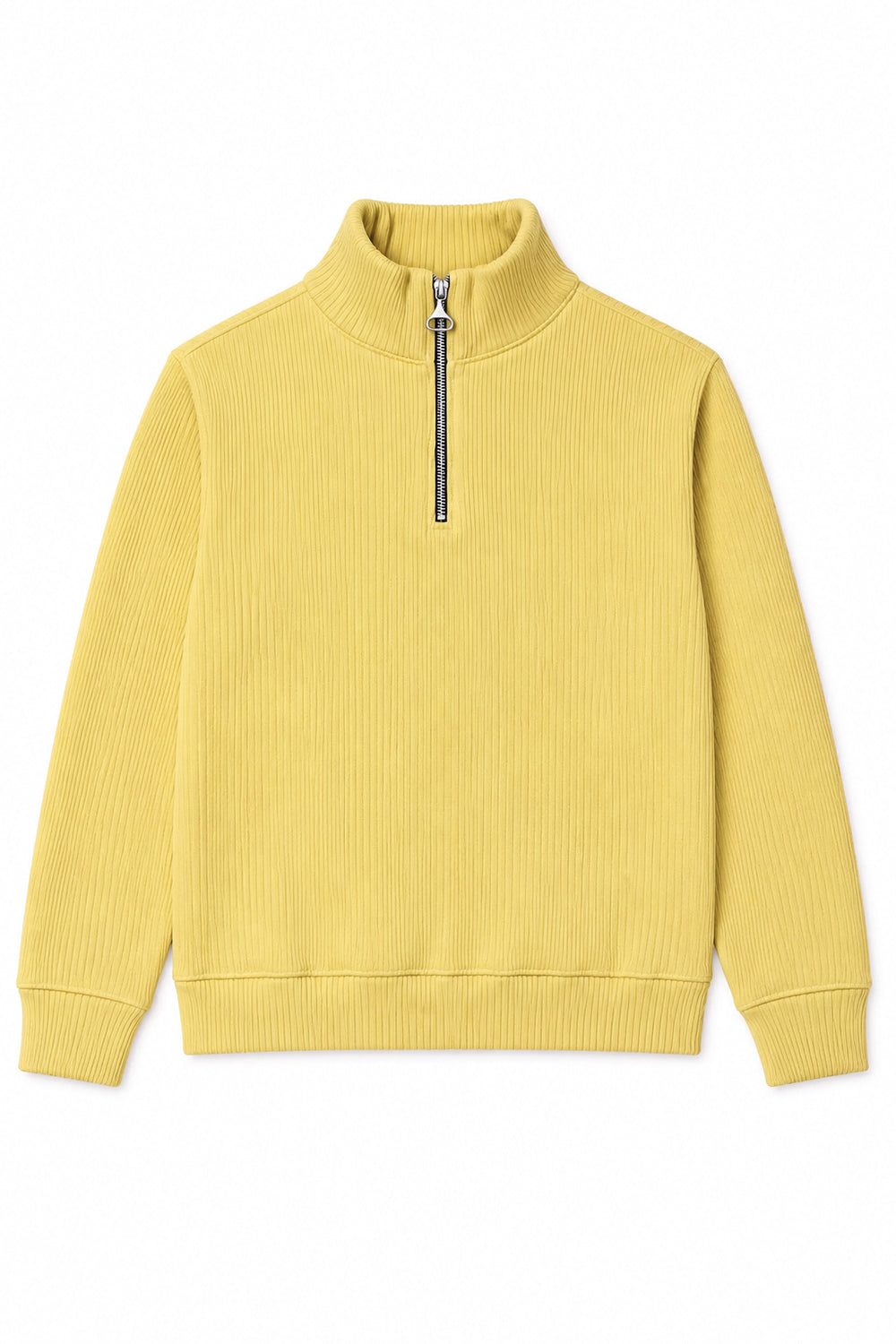 IVAR Yellow Ribbed Quarter Zipper – men's yellow ribbed knit quarter zipper