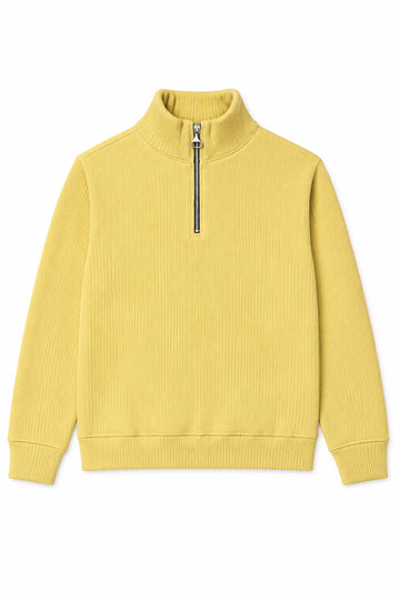 IVAR Yellow Ribbed Quarter Zipper – men's yellow ribbed knit quarter zipper