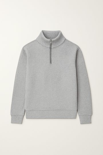 IVAR® Heather Grey Ribbed Quarter Zipper