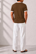 IVAR Cambridge Brown Ringer Tshirt - Model Wearing, Back View - IVAR Clothing