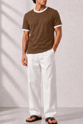 IVAR Cambridge Brown Ringer Tshirt - Model Wearing, Front View - IVAR Clothing