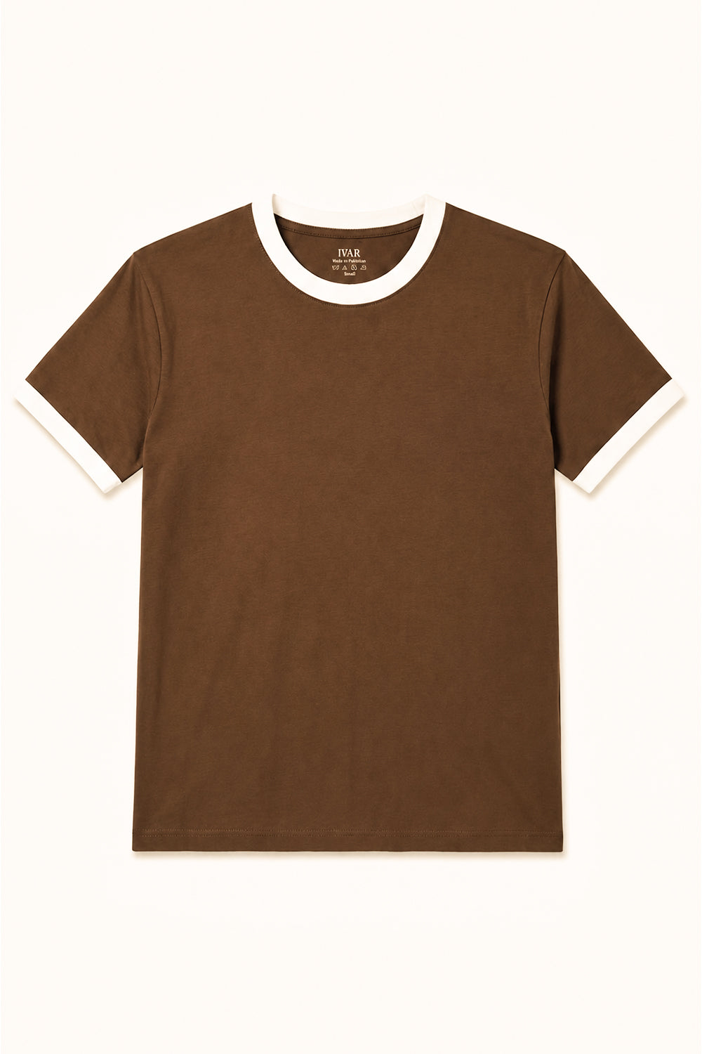 IVAR Cambridge Brown Ringer Tshirt - Front Flat Lay - IVAR Clothing