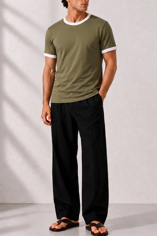 IVAR® Military Olive Ft White Ringer Tshirt