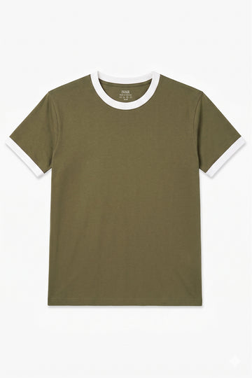 IVAR Military Olive Ft White Ringer Tshirt