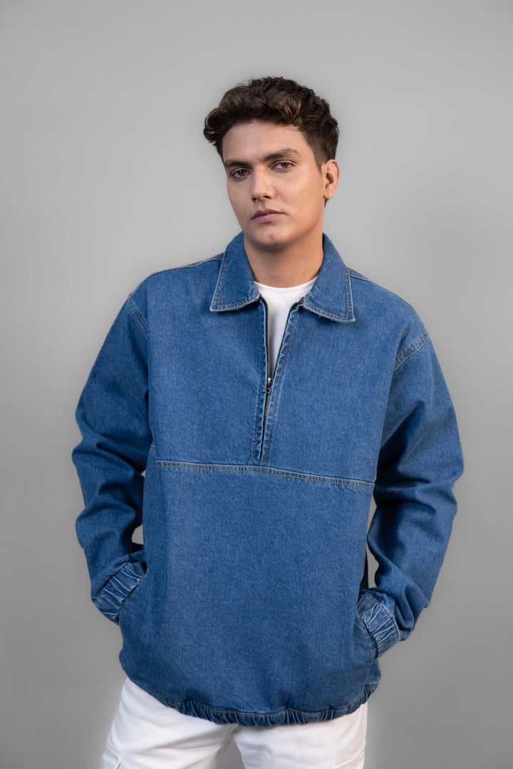 IVAR® Oversized Denim Quarter Zipper