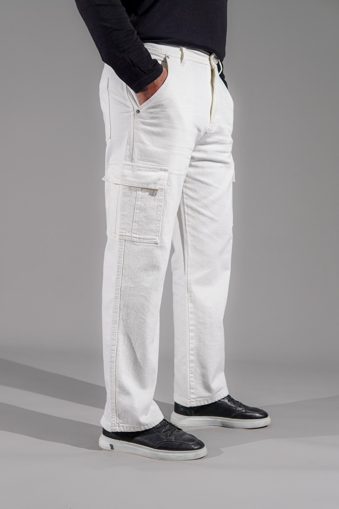 IVAR® Relaxfit White Denim Cargos