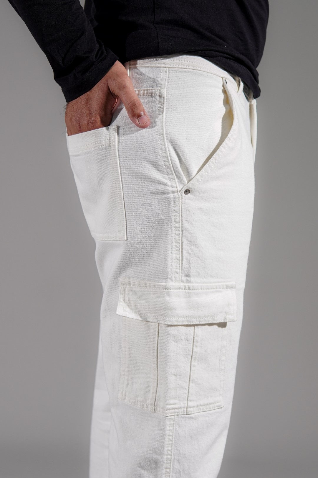 IVAR® Relaxfit White Denim Cargos