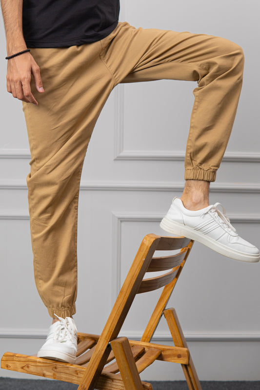 IVAR® Camel Brown Enzyme Wash Chino Joggers