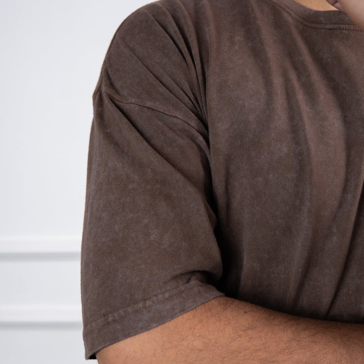 IVAR® Brown Oversized Acid-Washed T-Shirt