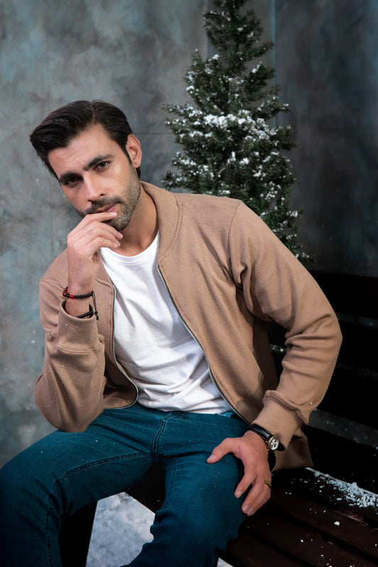 IVAR® Light Brown Striped Knit Zipper