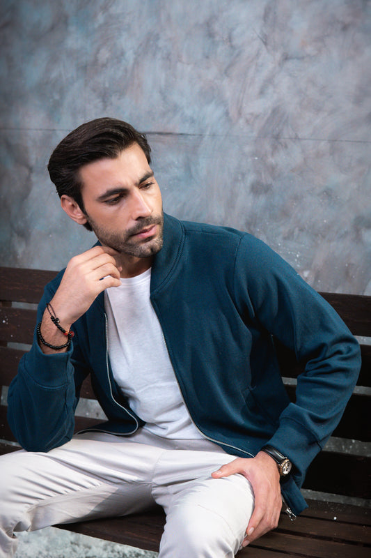 IVAR® Navy Striped Knit Zipper