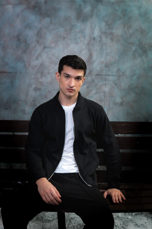 IVAR® Black Striped Knit Zipper