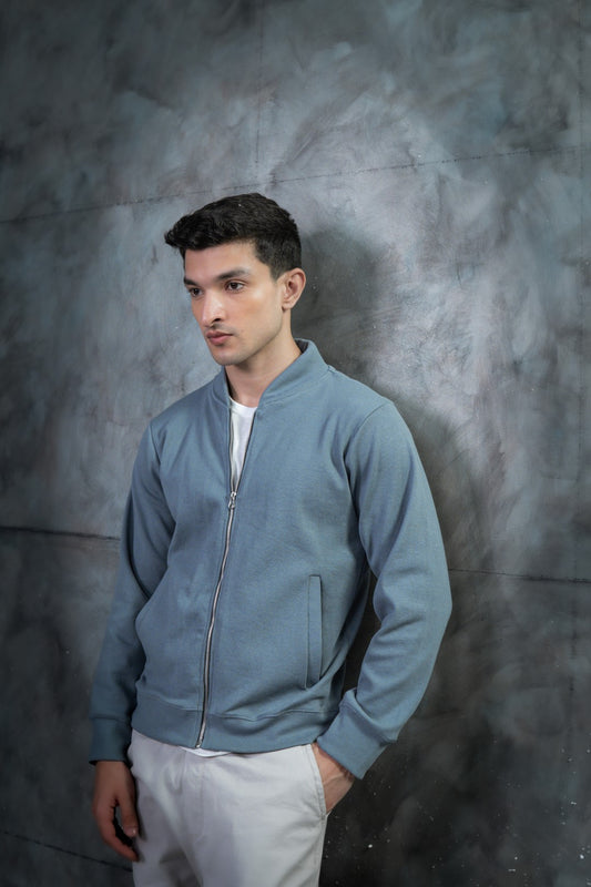 IVAR® Steel Blue Striped Knit Zipper