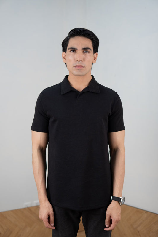 IVAR® Black Johnny Collar Polo