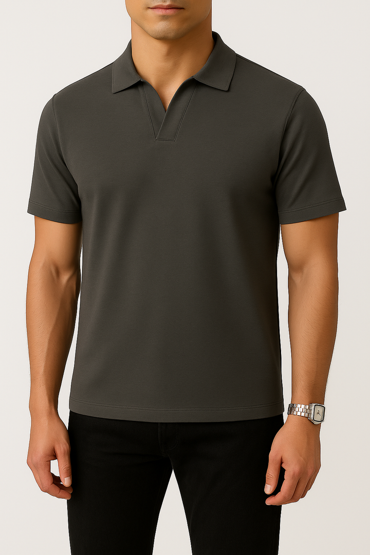 IVAR® Slate Grey Johnny Collar Polo