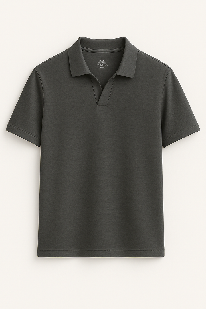 IVAR® Slate Grey Johnny Collar Polo