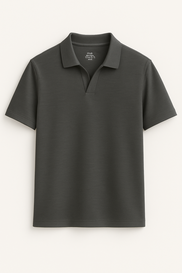 IVAR® Slate Grey Johnny Collar Polo