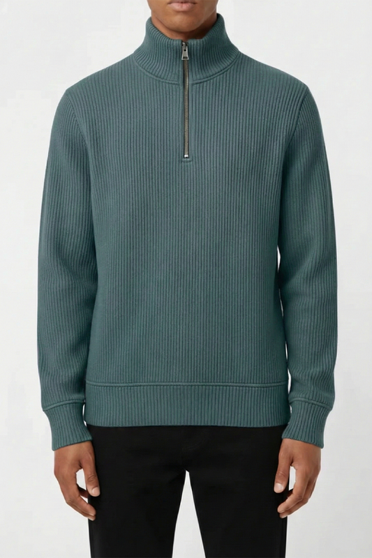 IVAR® Sage Green Ribbed Quarter Zipper