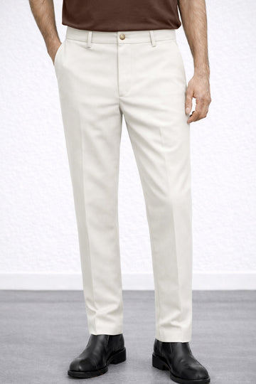 IVAR Scuba Fitted Off White Korean Pant