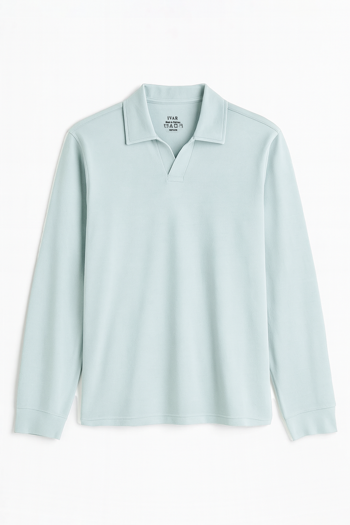 IVAR® Sea Green Full Sleeve Johnny Collar Polo