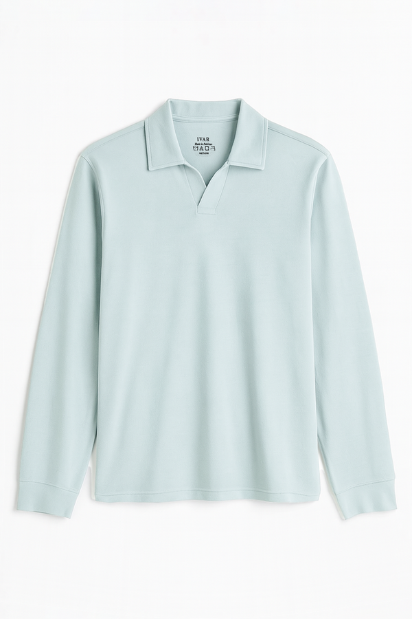 IVAR® Sea Green Full Sleeve Johnny Collar Polo