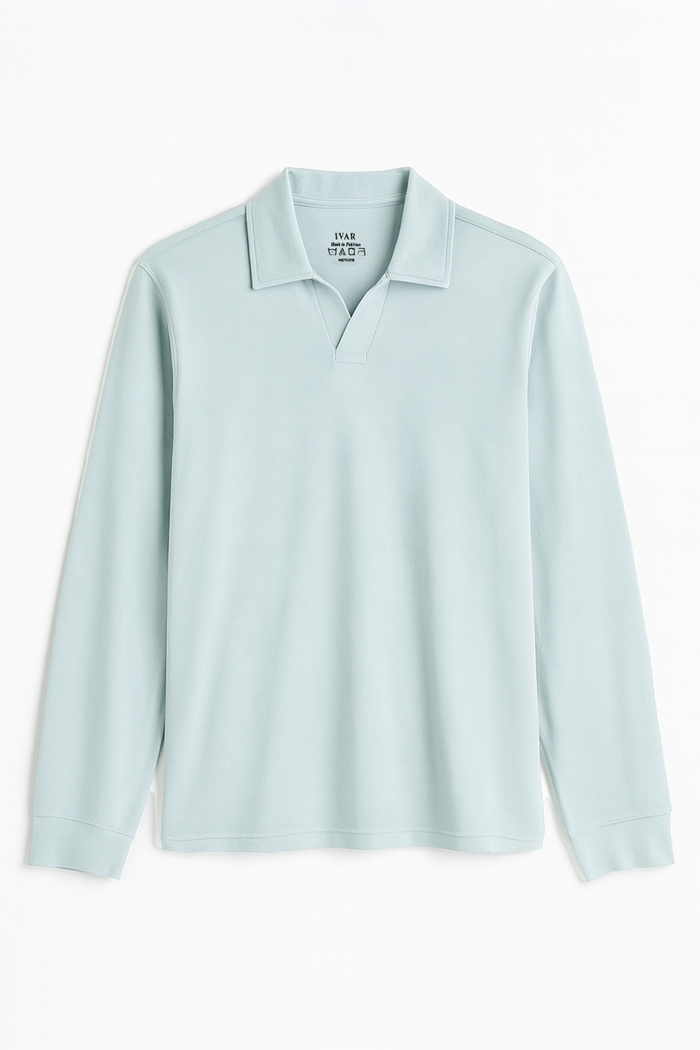 IVAR® Sea Green Full Sleeve Johnny Collar Polo
