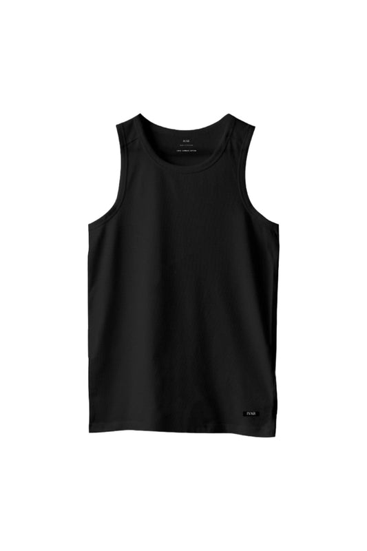 Black Ribbed Vest (100% Combed Cotton)
