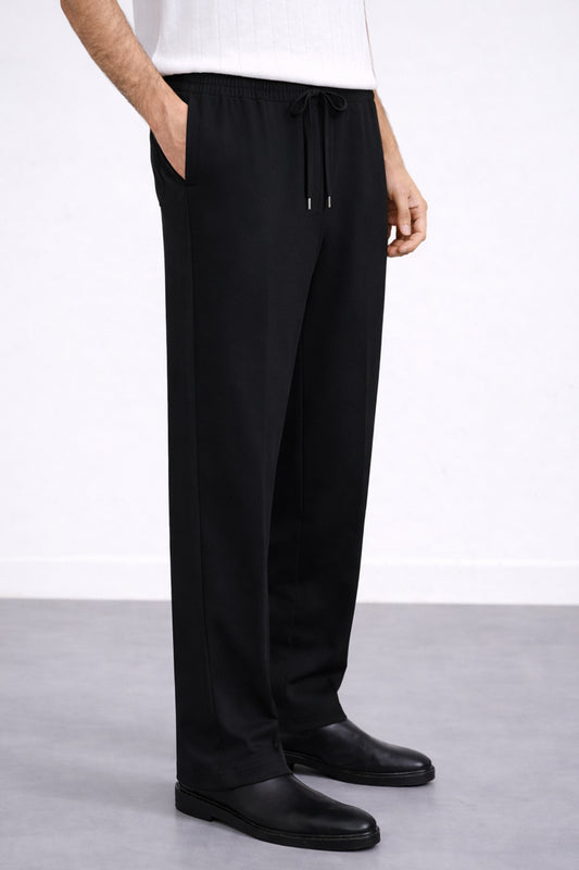 IVAR® Black Stapered Knitted Pants