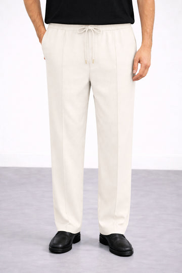 IVAR® Off White Stapered Knitted Pants