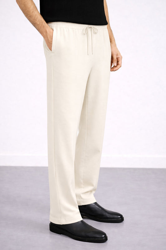 IVAR® Off White Stapered Knitted Pants