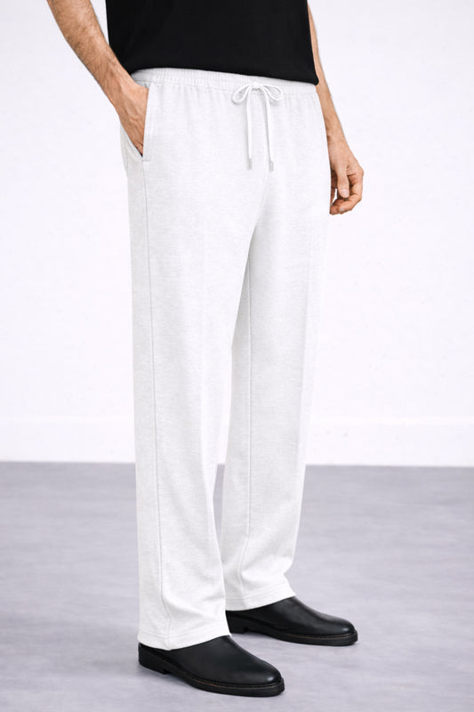 IVAR® Heather White Stapered Knitted Pants