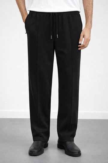 IVAR® Black Stapered Knitted Pants