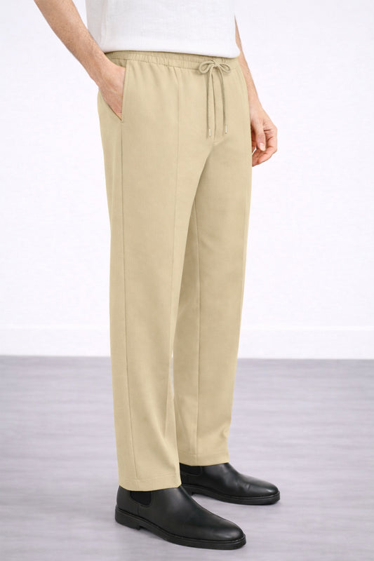 IVAR® Beige Stapered Knitted Pants