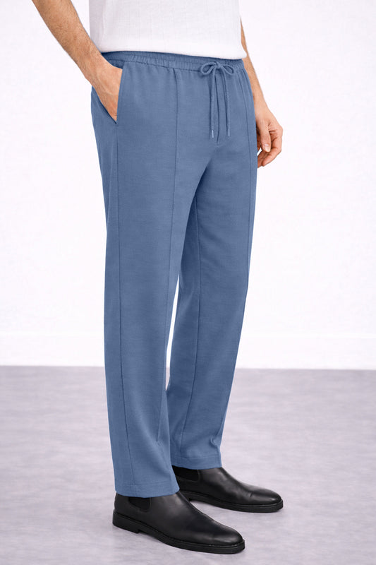 IVAR® Denim Blue Stapered Knitted Pants