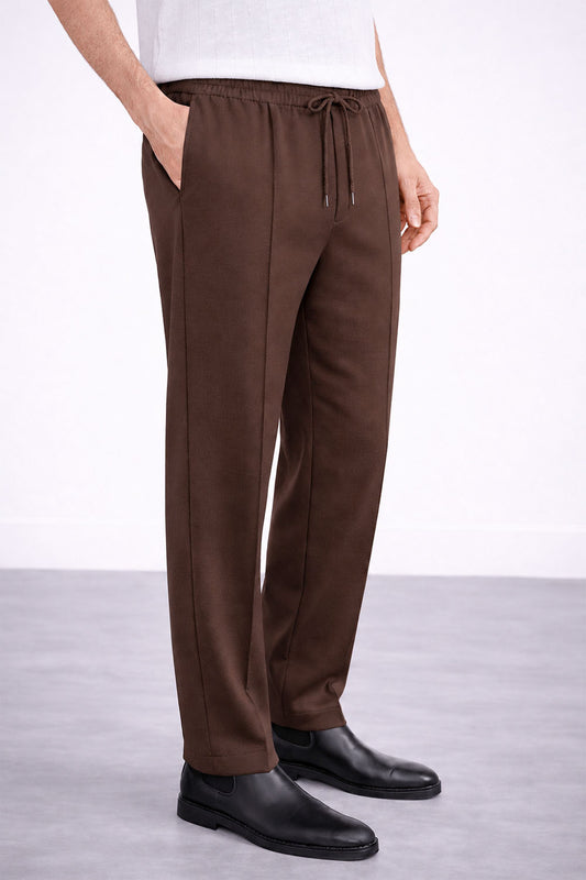 IVAR® Chocolate Brown Stapered Knitted Pants
