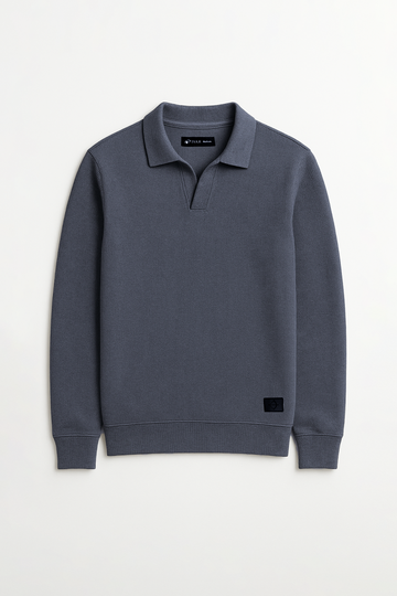 IVAR® Steel Blue Johnny Collar Ribline Polo