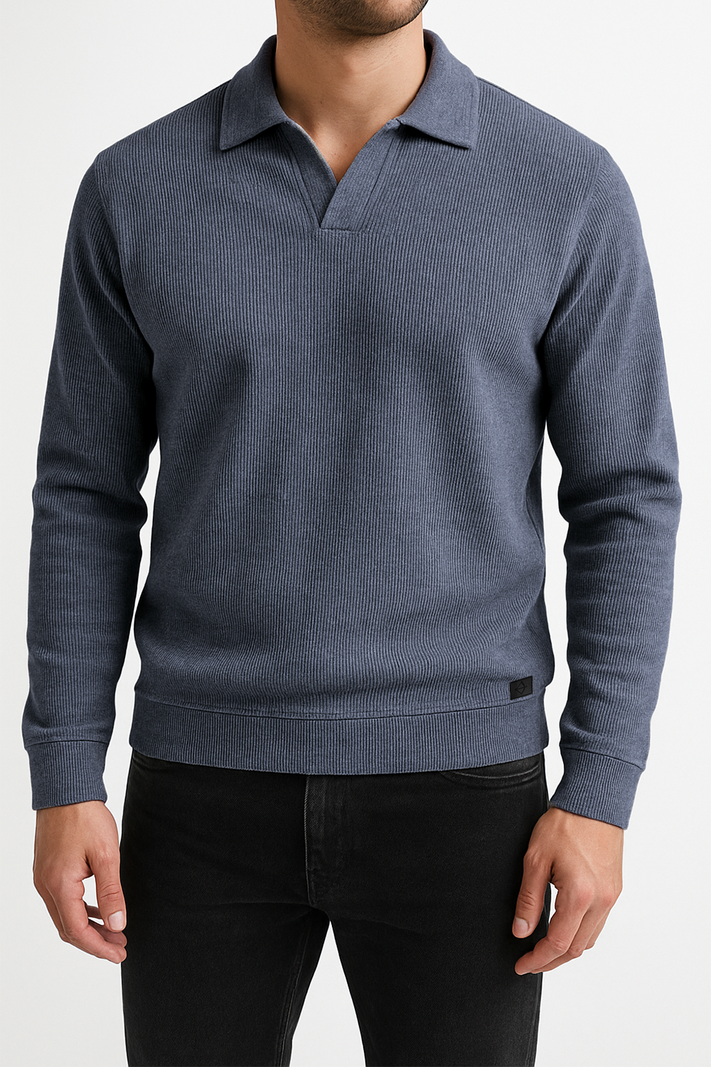 IVAR® Steel Blue Johnny Collar Ribline Polo