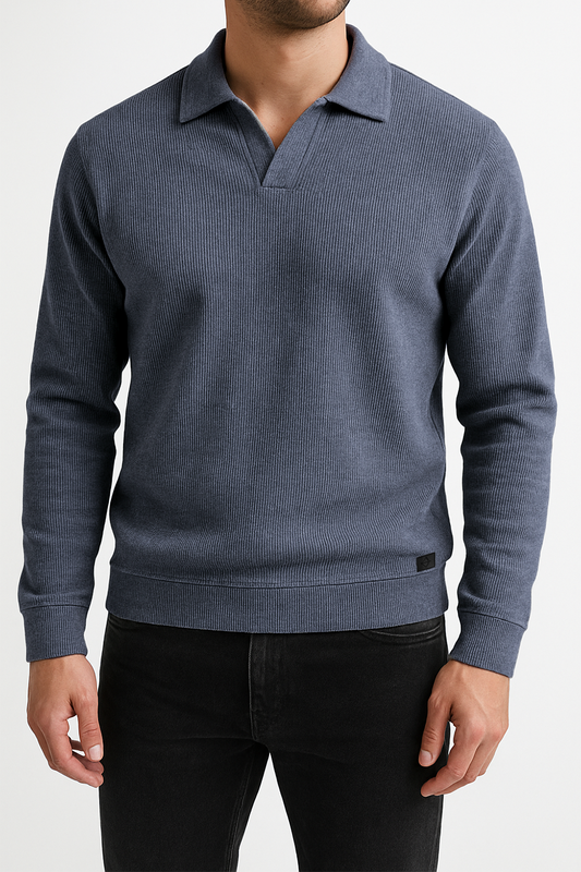 IVAR® Steel Blue Johnny Collar Ribline Polo