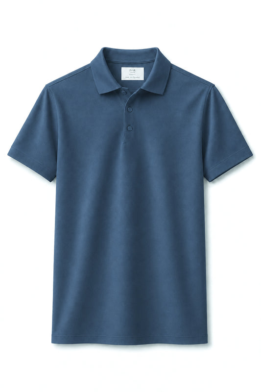 IVAR Pastel Blue Stitchless Polo - Front Flat Lay - IVAR Clothing