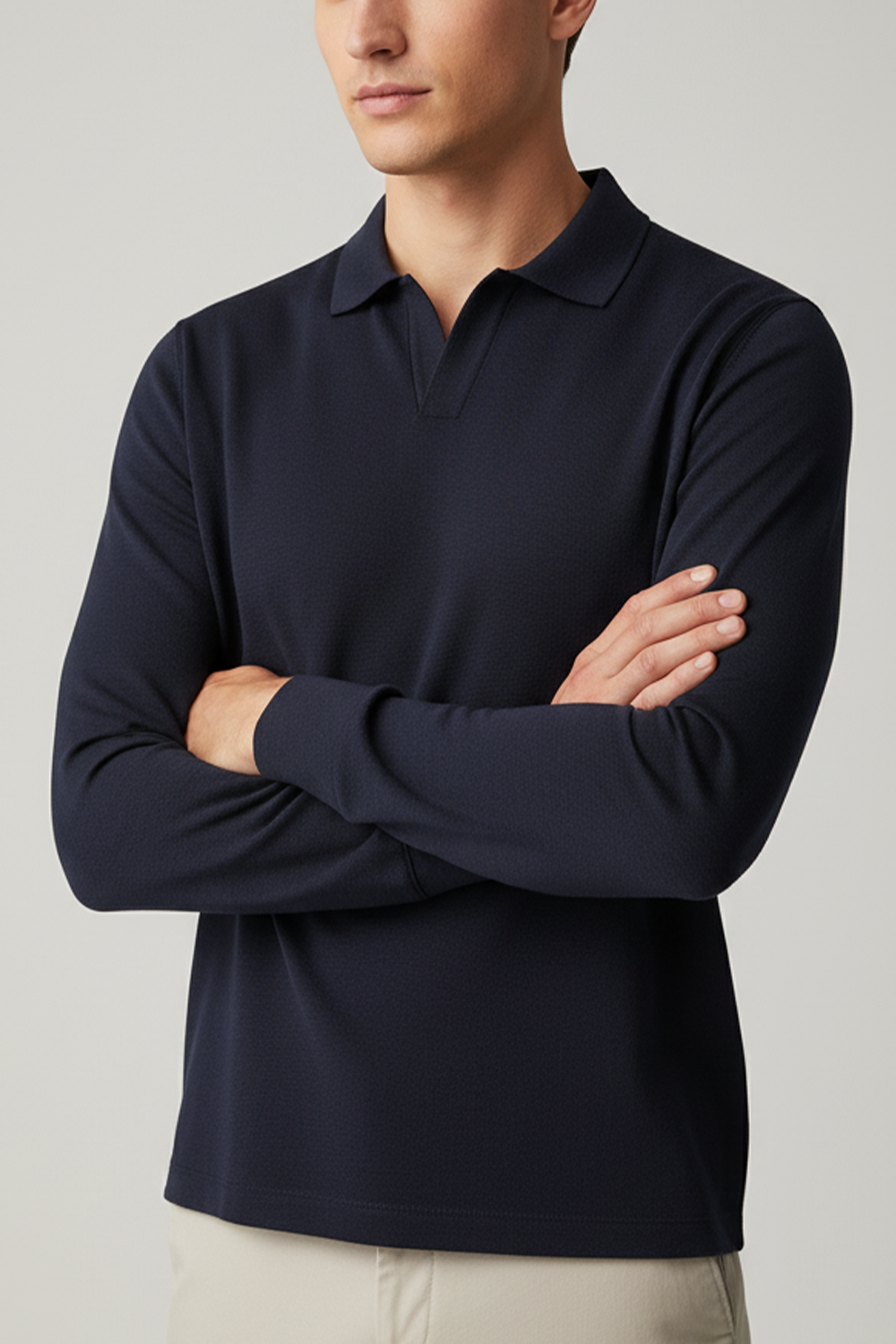 IVAR® Storm Blue Full Sleeve Johnny Collar Polo