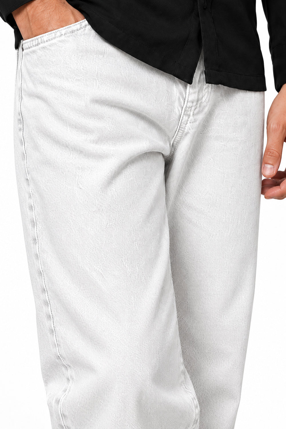 IVAR White Straight Fit Denim – white straight-leg denim jeans, view 3