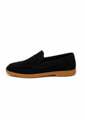 Ivar Black Suede Hudson Penny Loafers - Side Profile View - IVAR Clothing