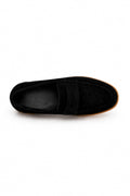 Ivar Black Suede Hudson Penny Loafers - Top View - IVAR Clothing