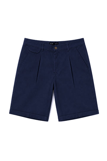 IVAR Navy Tailored Pleated Shorts