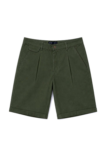 IVAR Military Olive Tailored Pleated Shorts
