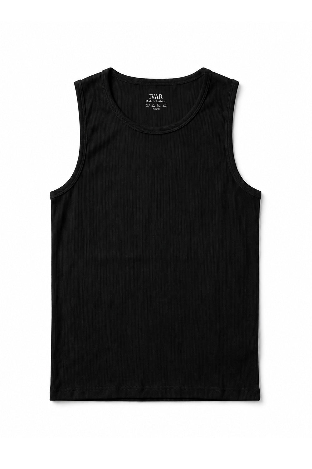 IVAR Black Muscle Ribbed Tanktop - Front Flat Lay - IVAR Clothing