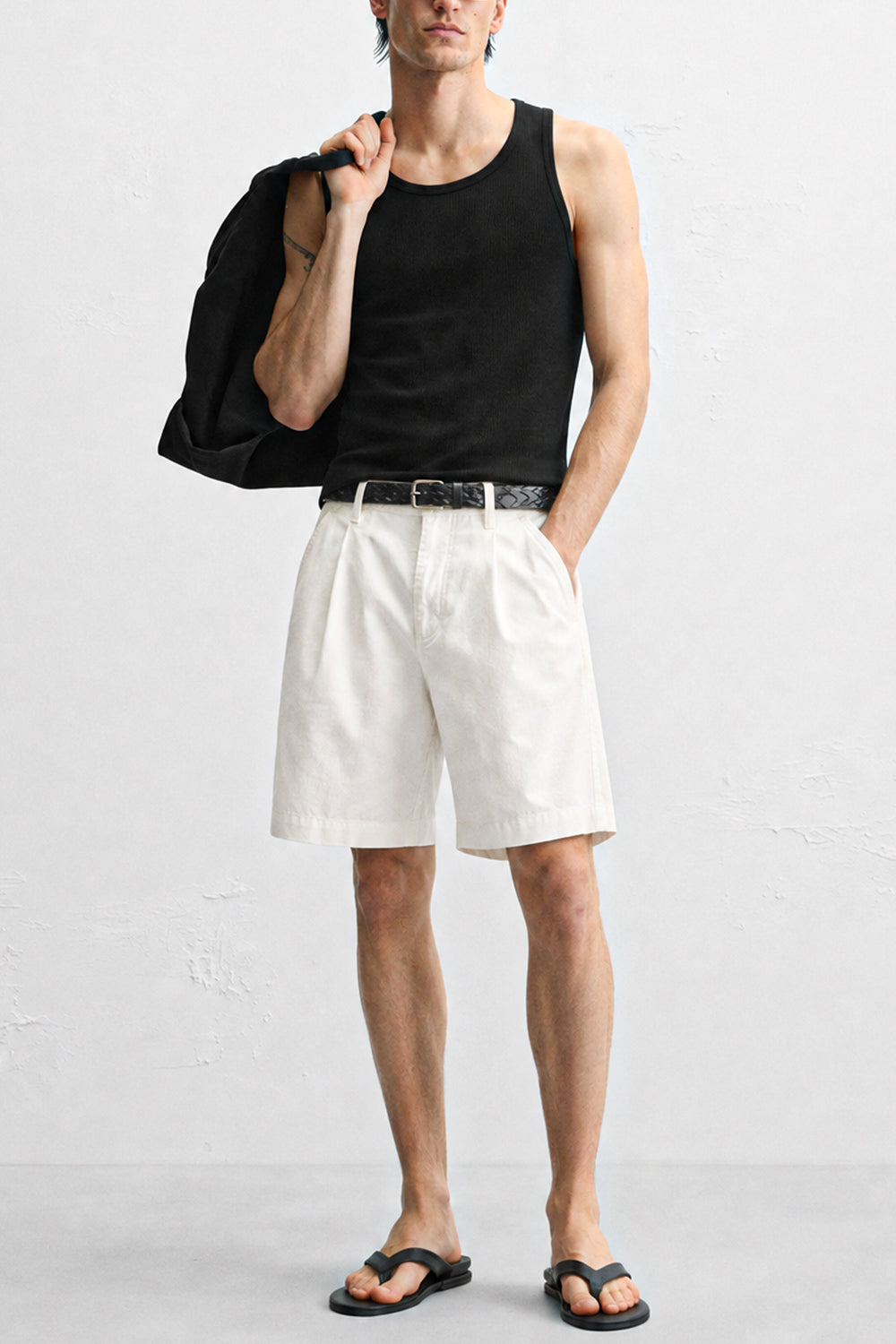 IVAR Black Muscle Ribbed Tanktop - Model Wearing, Front View - IVAR Clothing