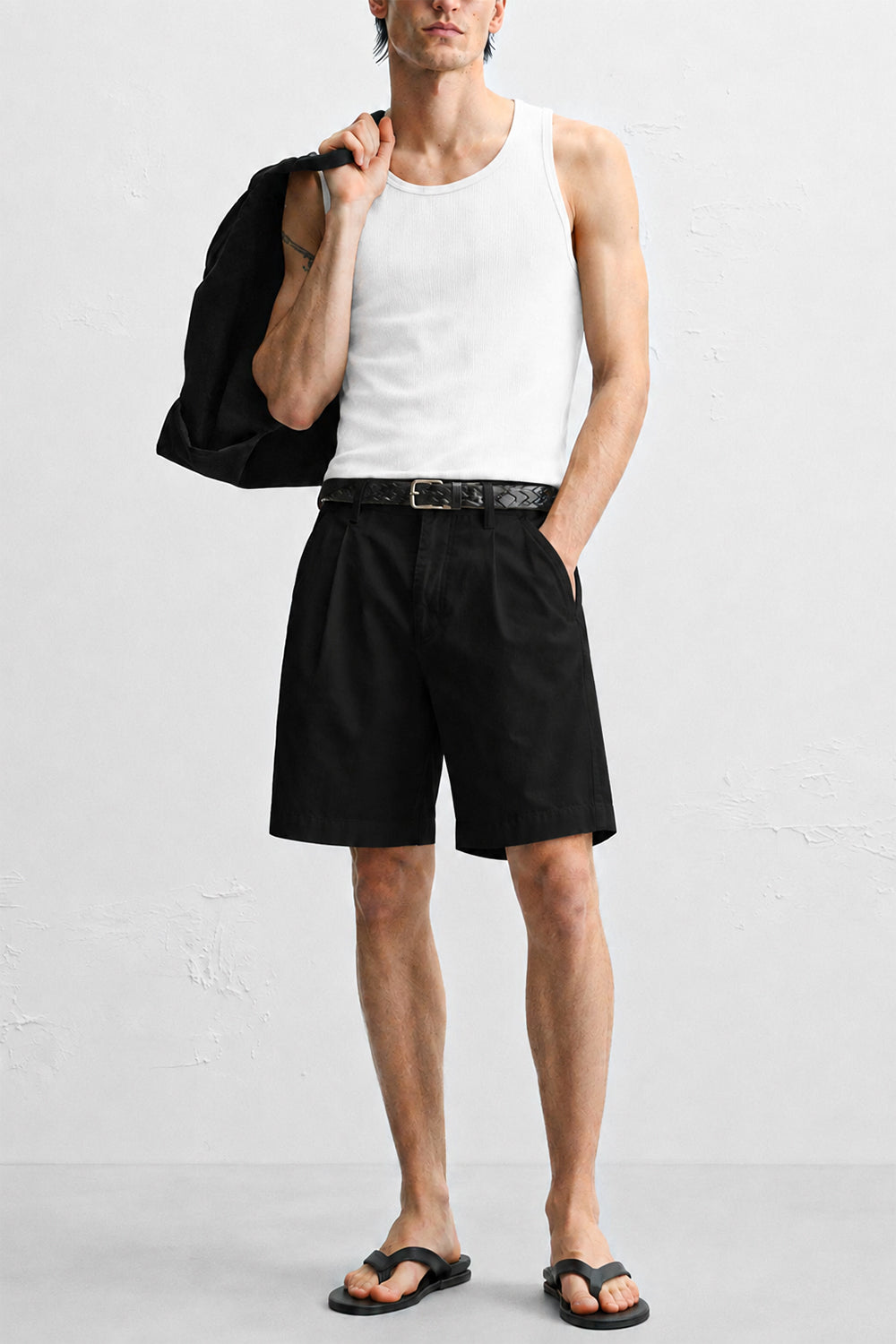 IVAR White Muscle Ribbed Tanktop - Model Wearing, Front View - IVAR Clothing